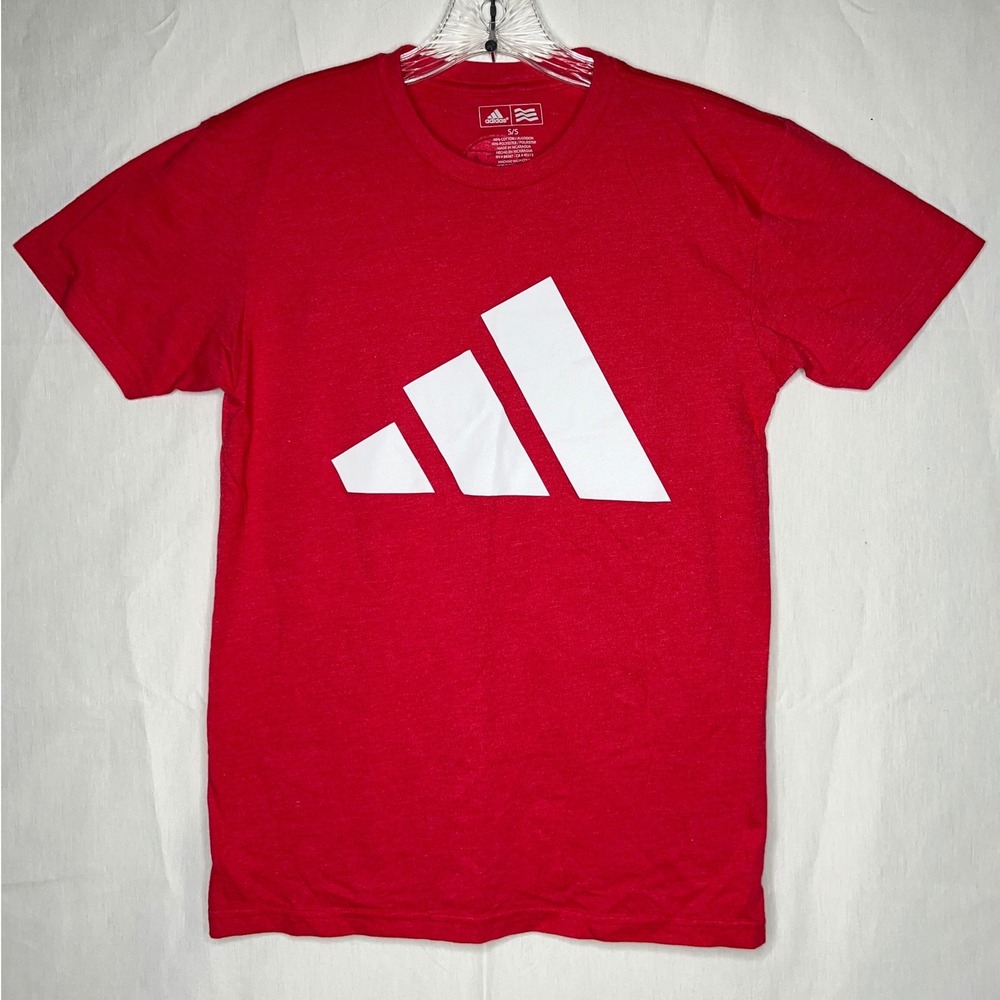 Adidas Men's Red Three Bar Logo T Shirt Size S‎